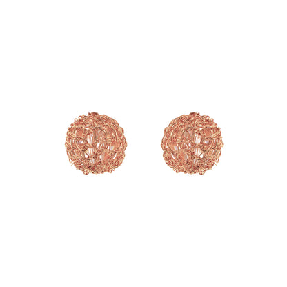 Rose Gold Dome Post Handmade Crochet Earrings