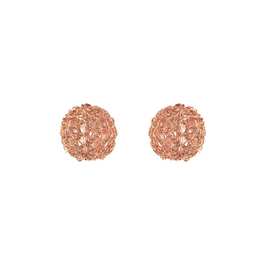 Rose Gold Dome Post Handmade Crochet Earrings