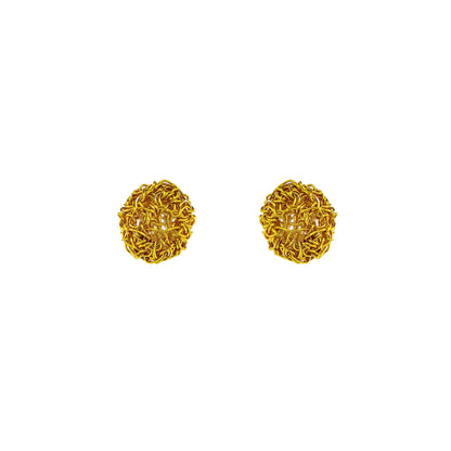Electric Yellow Dome Post Handmade Crochet Earrings