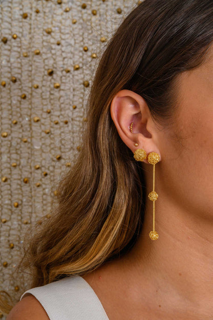 All Gold Dome Post Handmade Crochet Earrings