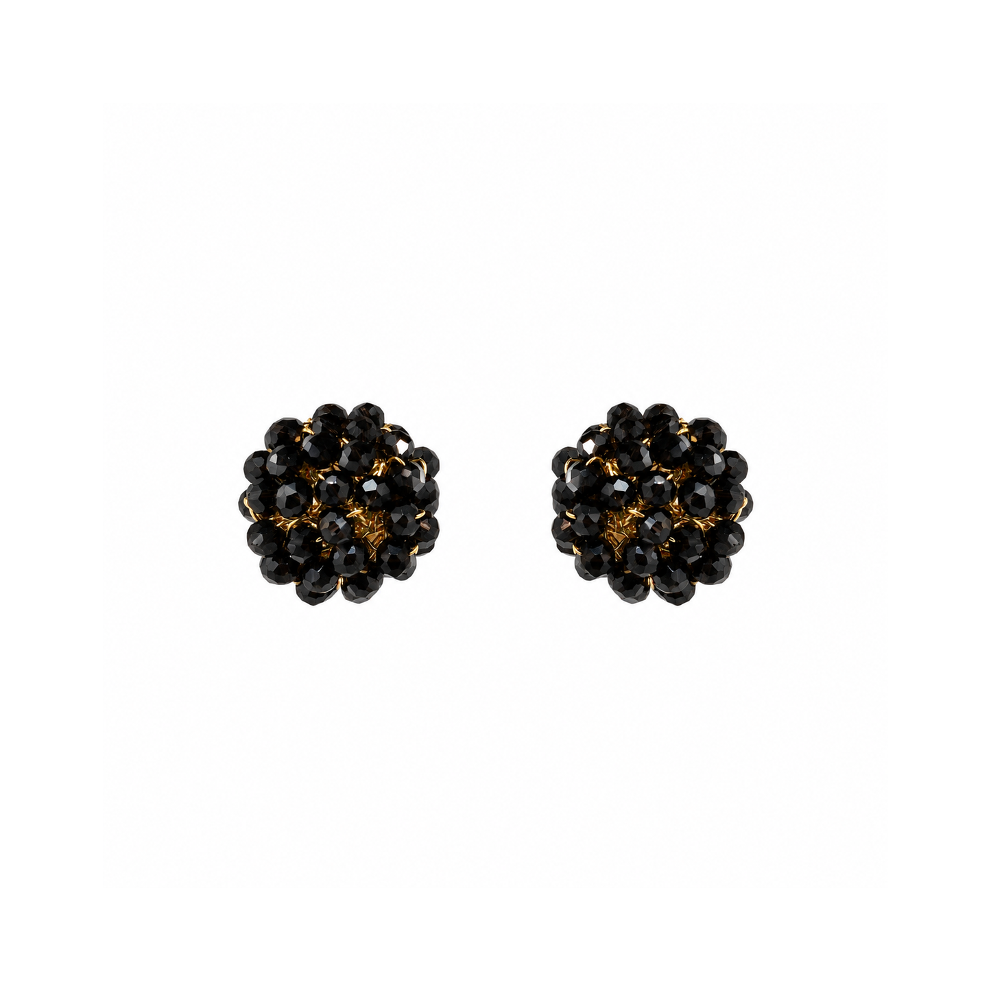Black & Gold Dome Post Handmade Crochet Earrings