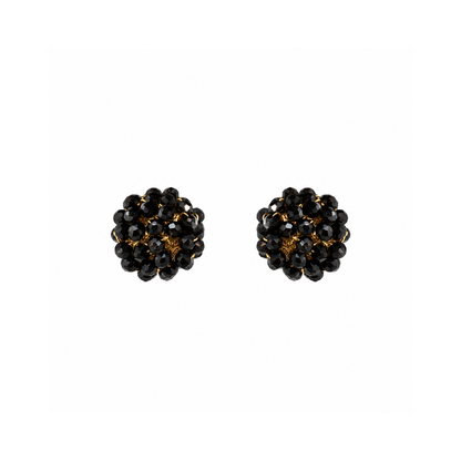 Black & Gold Dome Post Handmade Crochet Earrings