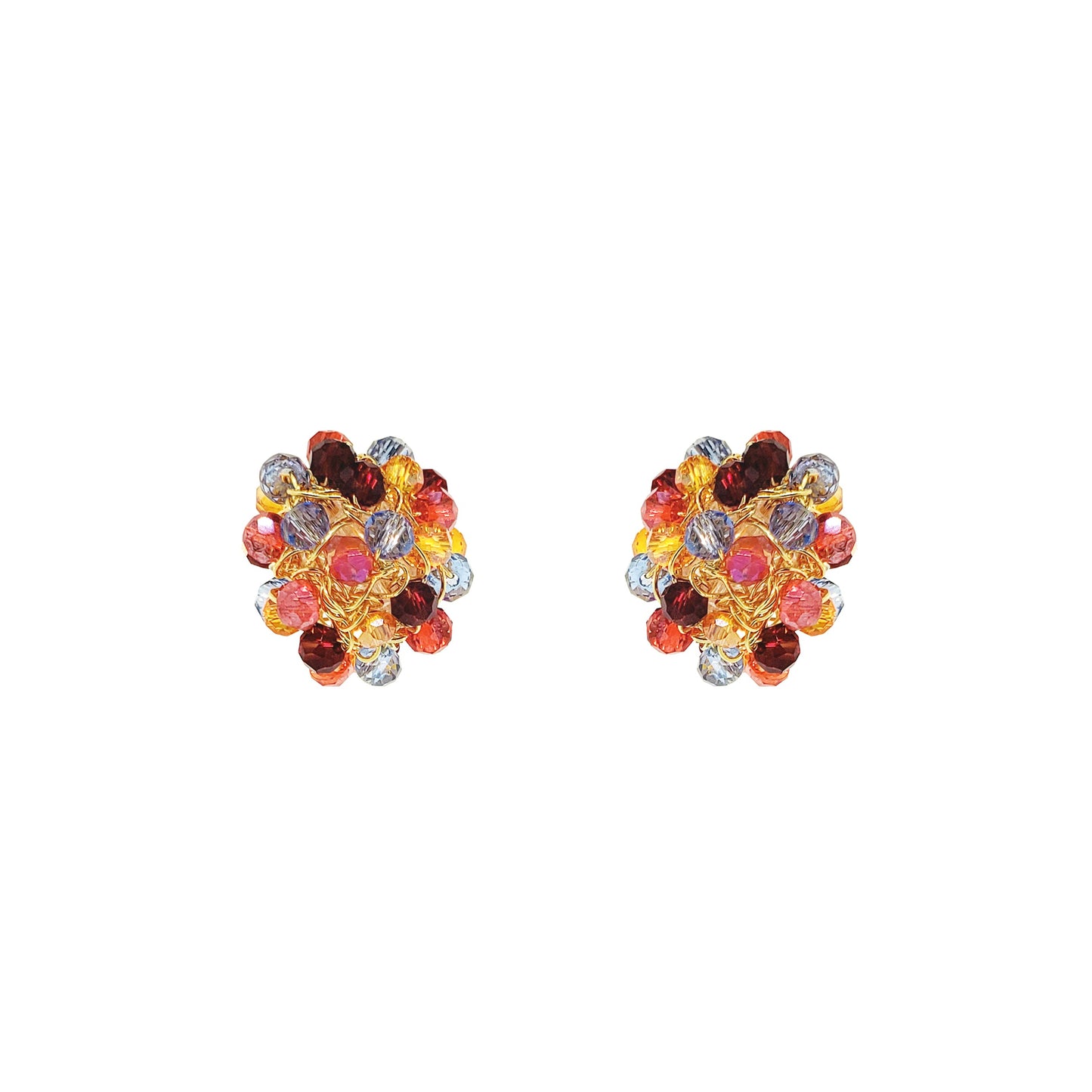 Sunrise Mix Dome Post Handmade Crochet Earrings