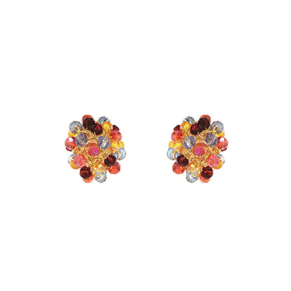 Sunrise Mix Dome Post Handmade Crochet Earrings
