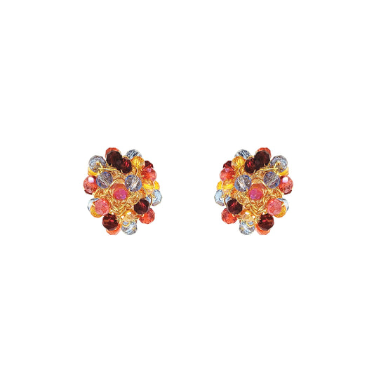 Sunrise Mix Dome Post Handmade Crochet Earrings