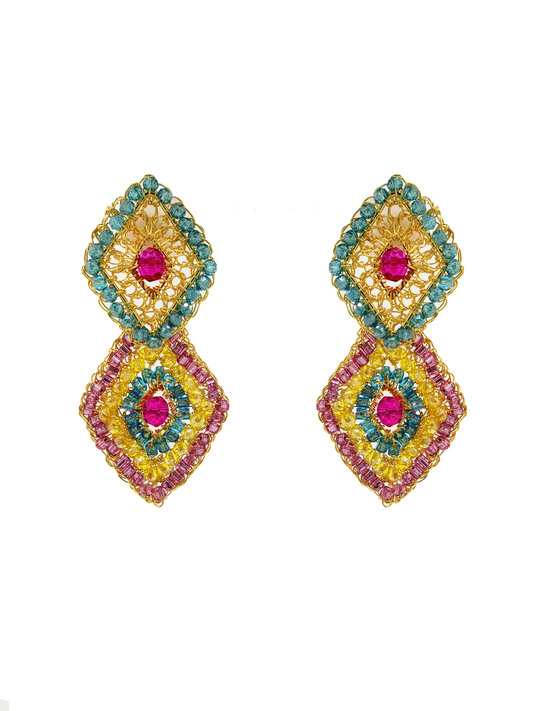 Multicolored Handmade Crochet Cascade Earrings