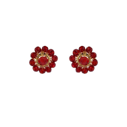 Cherry Red & Gold Chloe Post Handmade Crochet Earrings