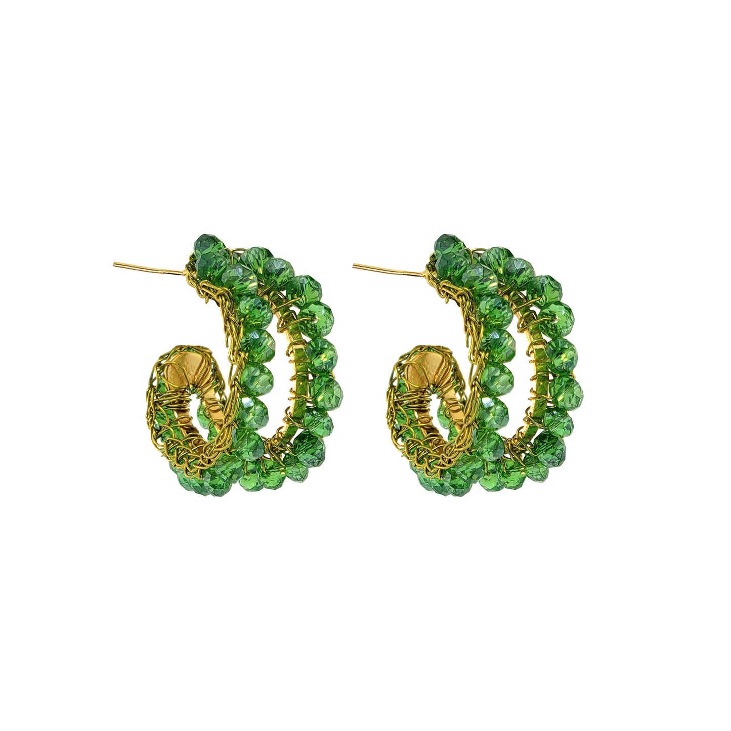 Leaf Green Nina Handmade Crochet Hoops