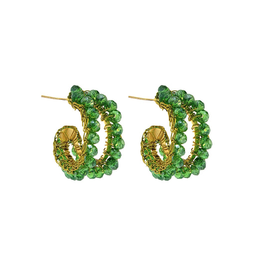 Leaf Green Nina Handmade Crochet Hoops