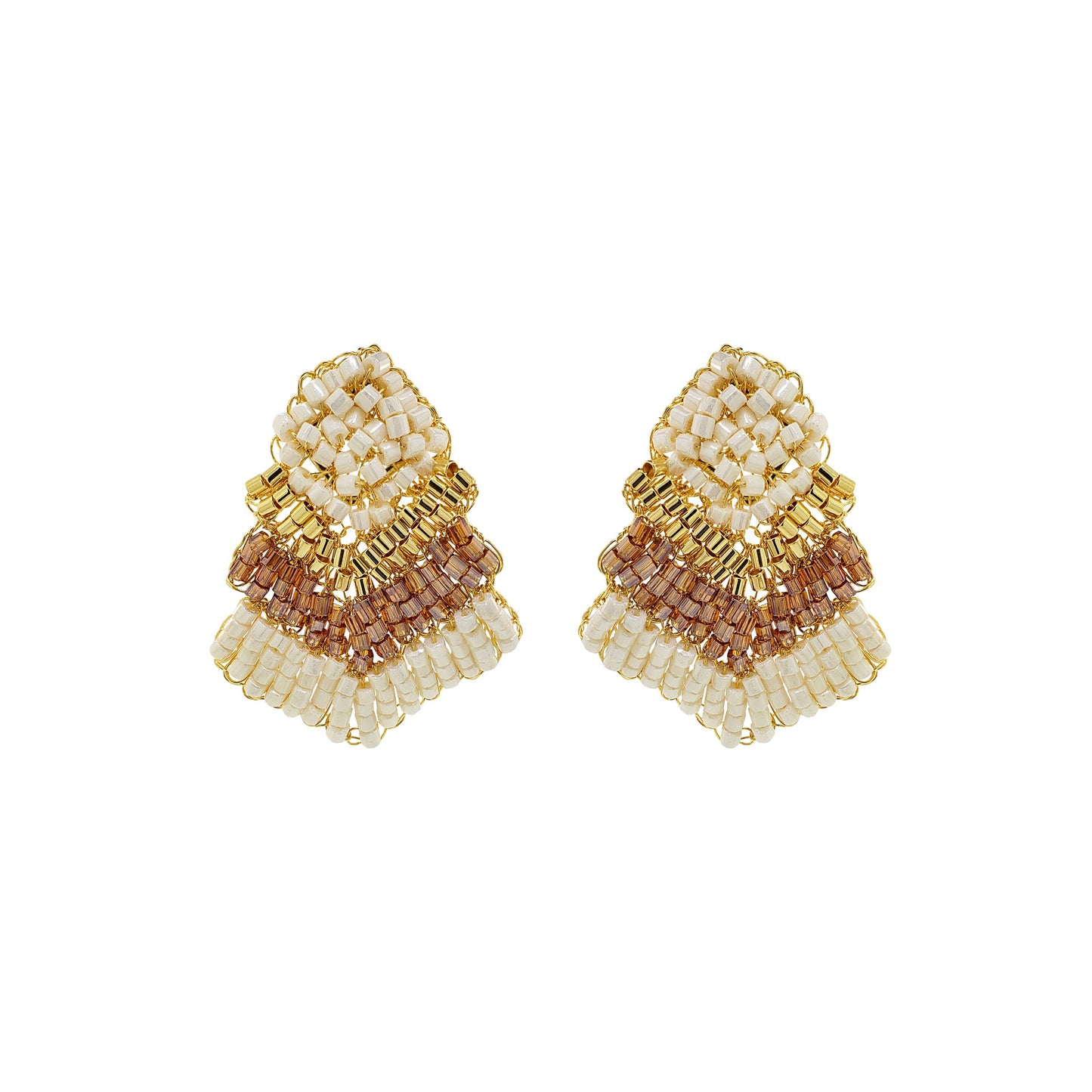 Golden Mix Chevron Mini Handmade Crochet Earrings