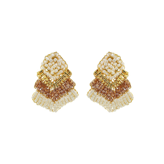 Golden Mix Chevron Mini Handmade Crochet Earrings