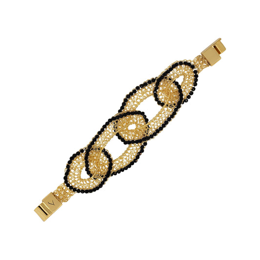 Black & Gold Minerva Handmade Crochet Bracelet