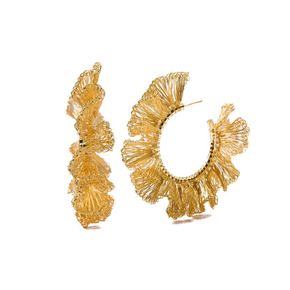 All Gold Rio Maxi Hoops Handmade Crochet Earrings