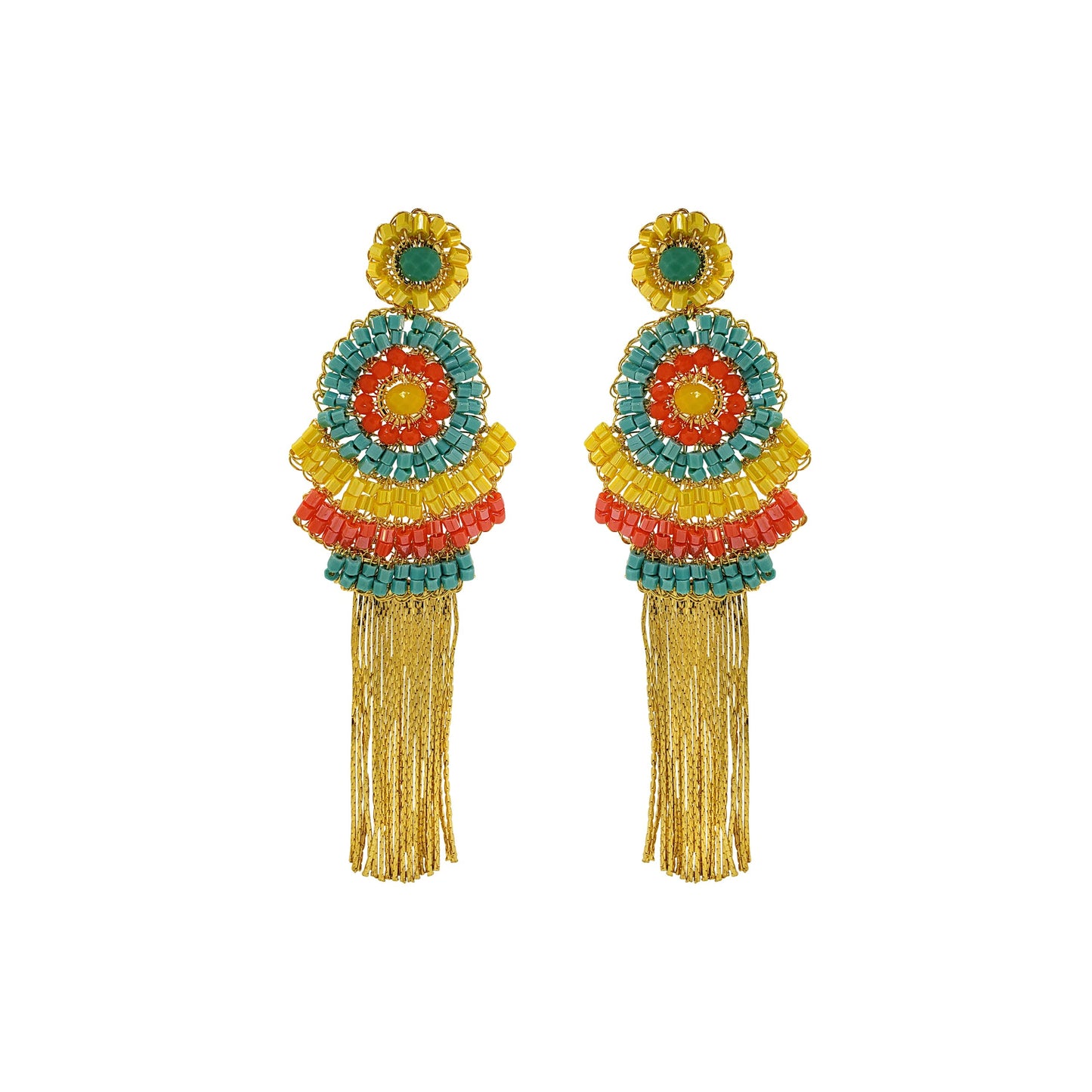 Summer Vibe Mix Ripples Fringe Handmade Crochet Earrings