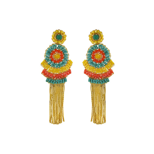 Summer Vibe Mix Ripples Fringe Handmade Crochet Earrings