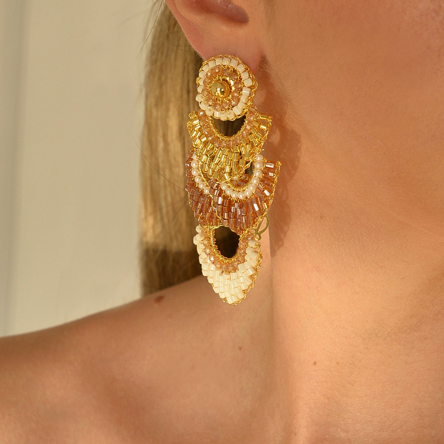 Golden Mix Siren Chandelier Handmade Earrings