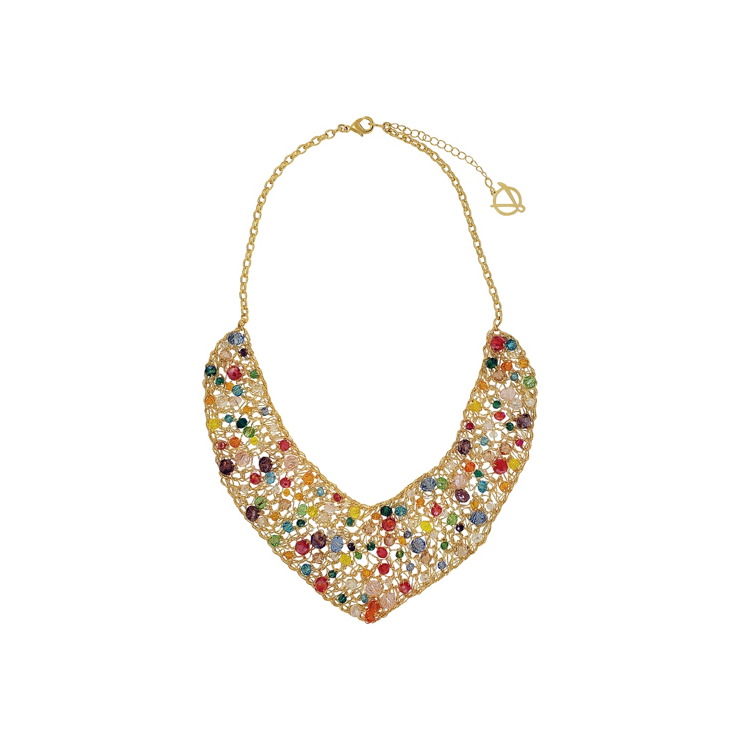 Multicolor & Gold Aurora Maxi Handmade Crochet Necklace