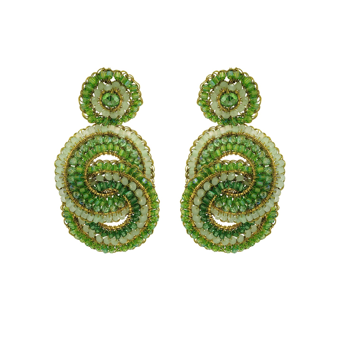 Jade Green Mix Loki Handmade Crochet Earrings