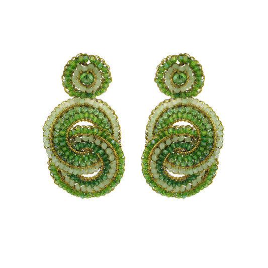 Jade Green Mix Loki Handmade Crochet Earrings