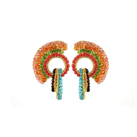 Multi & Gold Sophia Handmade Crochet Earrings