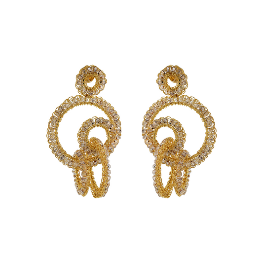 Clear & Gold Clara Handmade Crochet Earrings