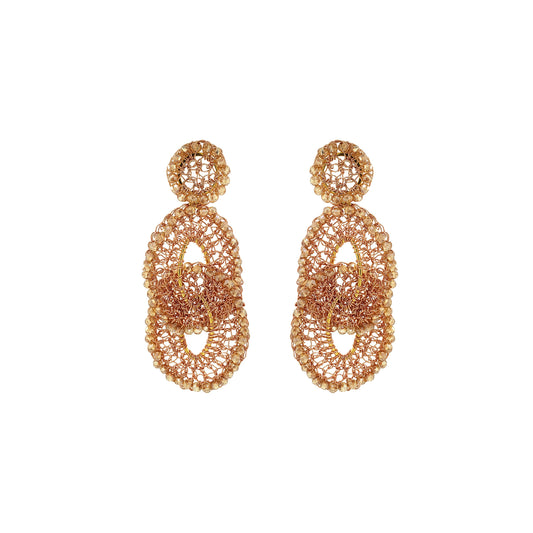 Amber & Rose Gold Minerva Handmade Crochet Earrings