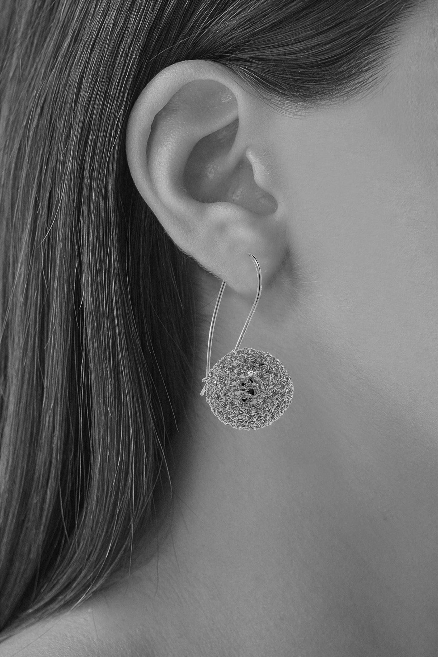 All Silver Sphere Handmade Earrings