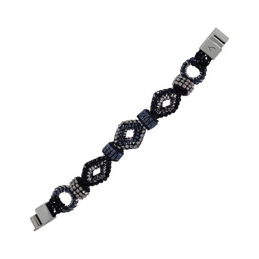 Royal Black Mix Diamond Suit Handmade Crochet Bracelet