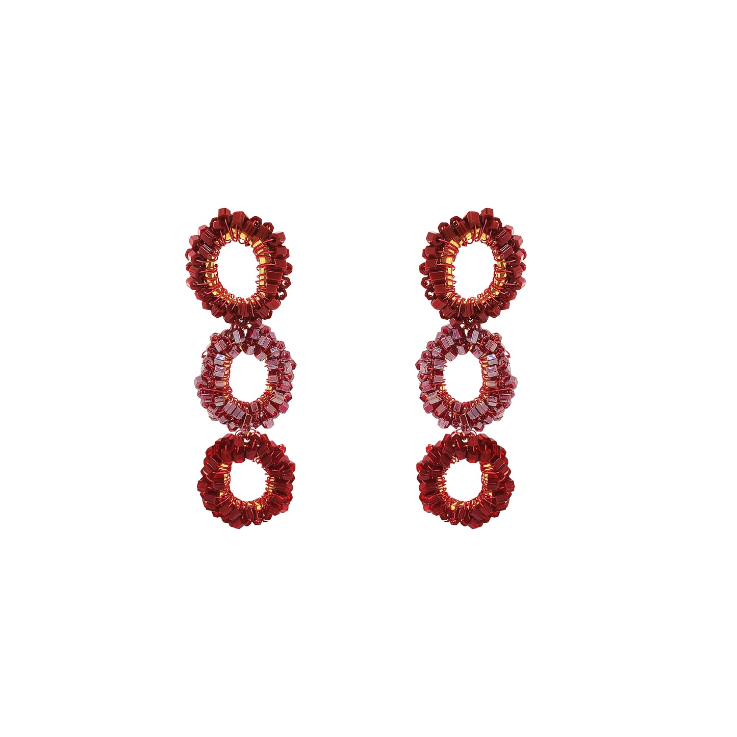 Burgundy Mix Halo Handmade Crochet Earrings