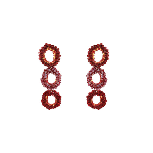 Burgundy Mix Halo Handmade Crochet Earrings