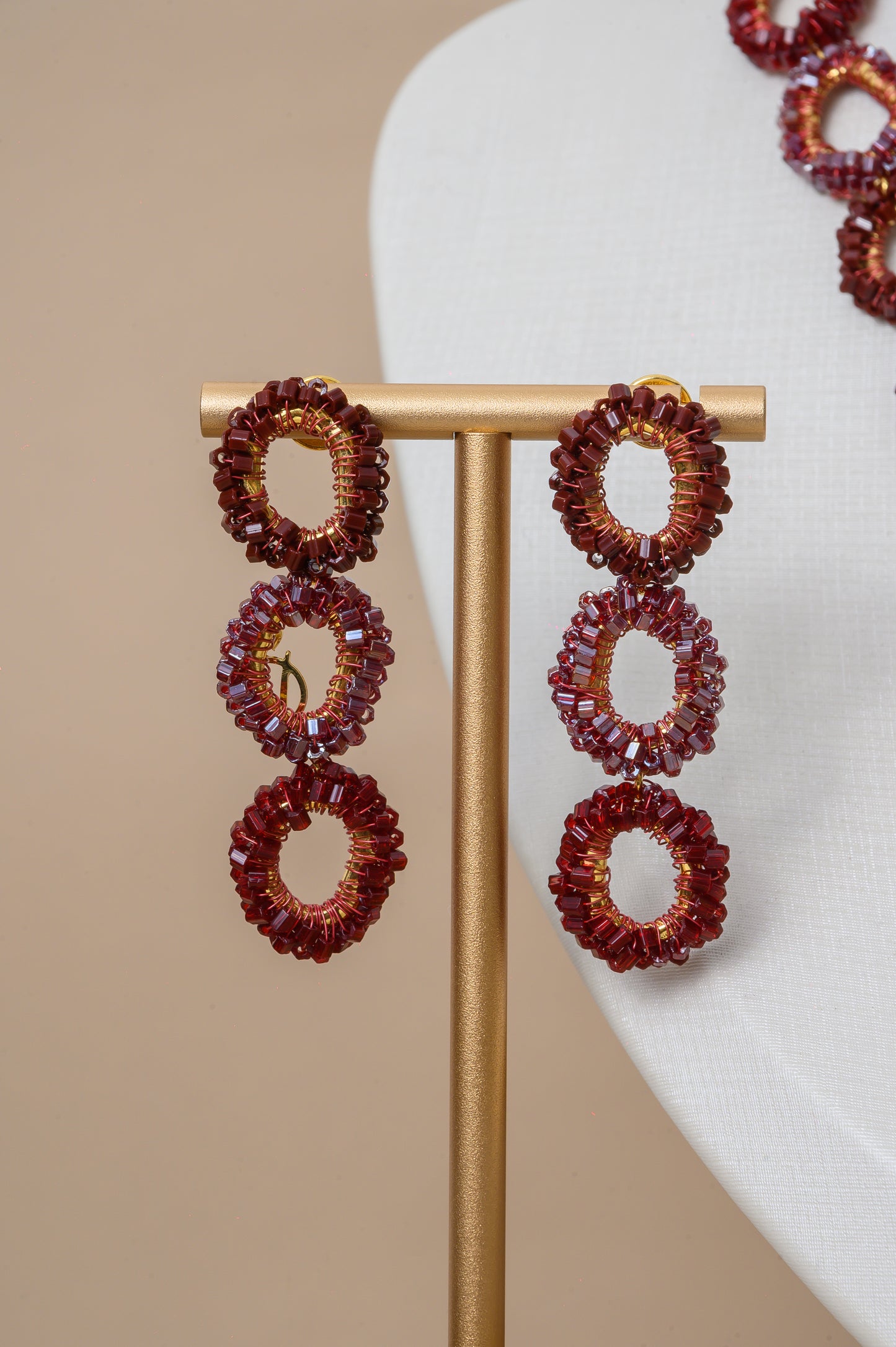 Burgundy Mix Halo Handmade Crochet Earrings
