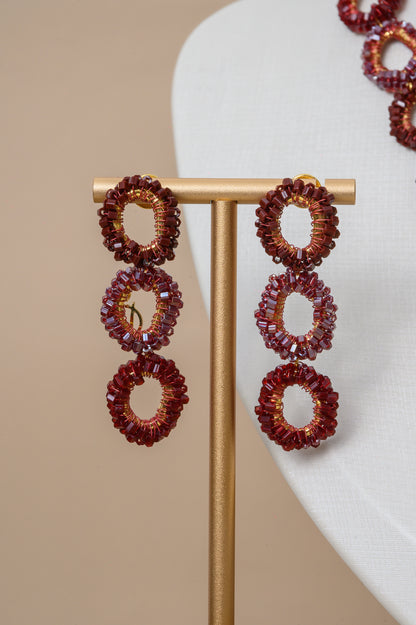 Burgundy Mix Halo Handmade Crochet Earrings