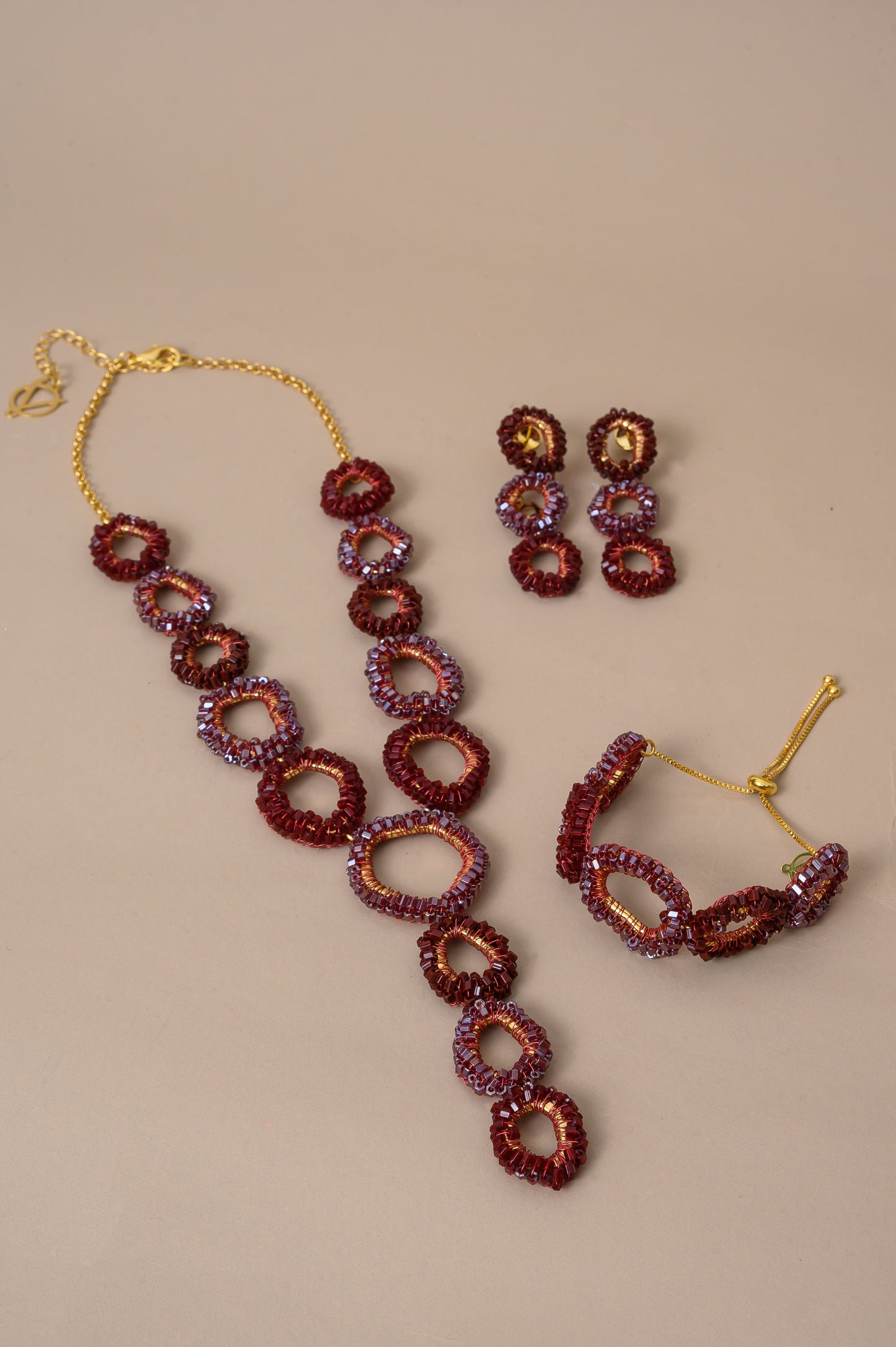 Burgundy Mix Halo Handmade Crochet Bracelet