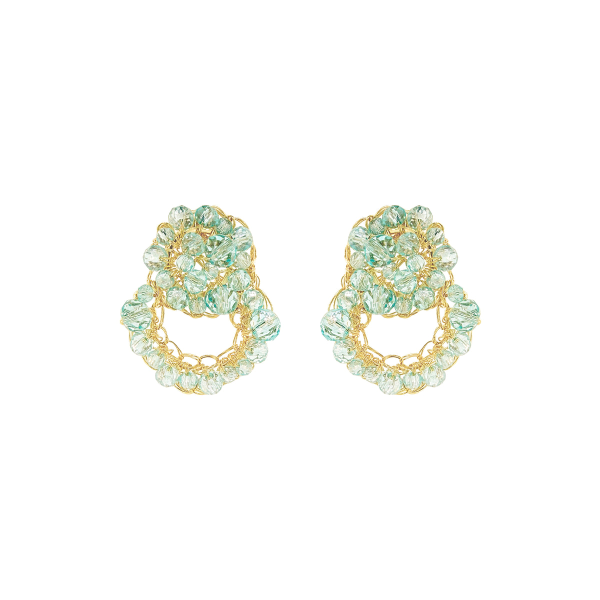 Seafoam Blue Bloom Halo Handmade Crochet Earrings