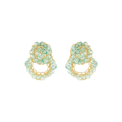 Seafoam Blue Bloom Halo Handmade Crochet Earrings