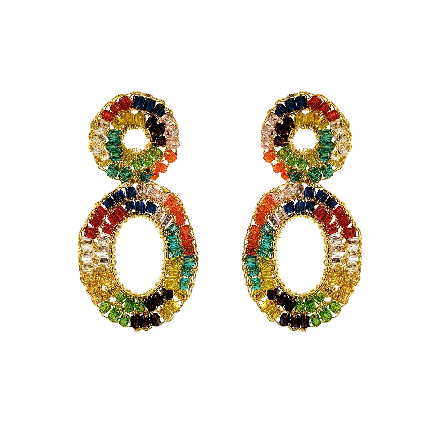 Multicolor & Gold Artemis Mini Handmade Crochet Earrings