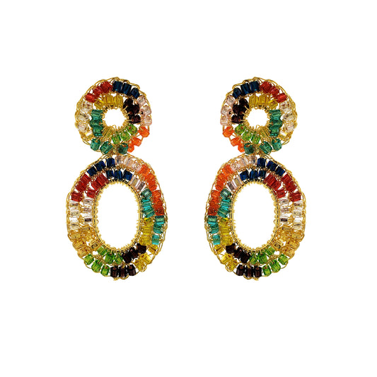 Multicolor & Gold Artemis Mini Handmade Crochet Earrings