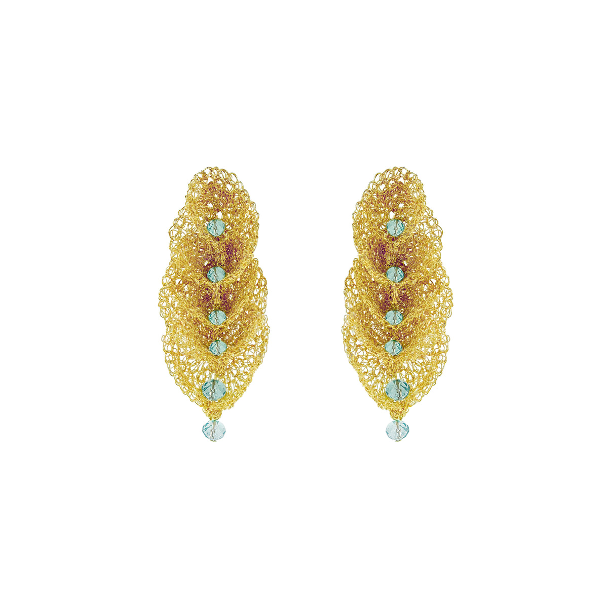 Seafoam Blue Calla Embrace Maxi Handmade Crochet Earrings