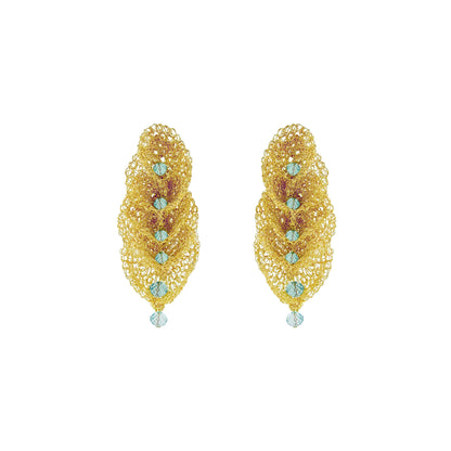 Seafoam Blue Calla Embrace Maxi Handmade Crochet Earrings