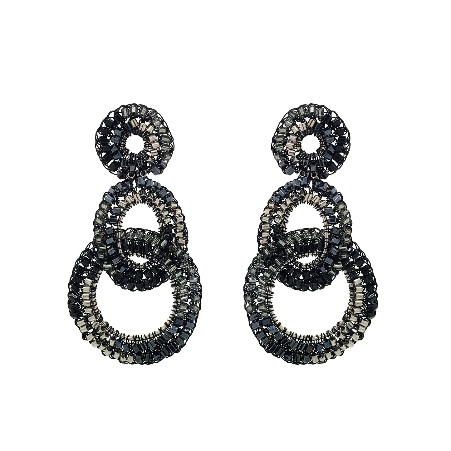 Royal Black Mix Artemis Handmade Crochet Earrings