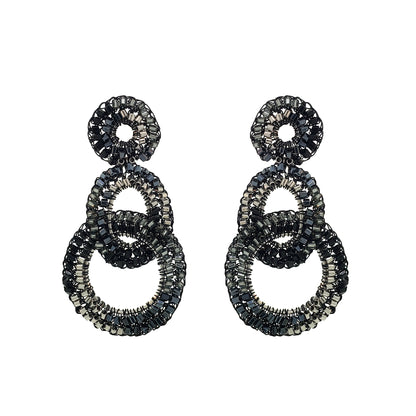 Royal Black Mix Artemis Handmade Crochet Earrings