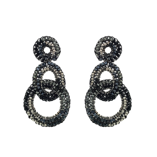 Royal Black Mix Artemis Handmade Crochet Earrings