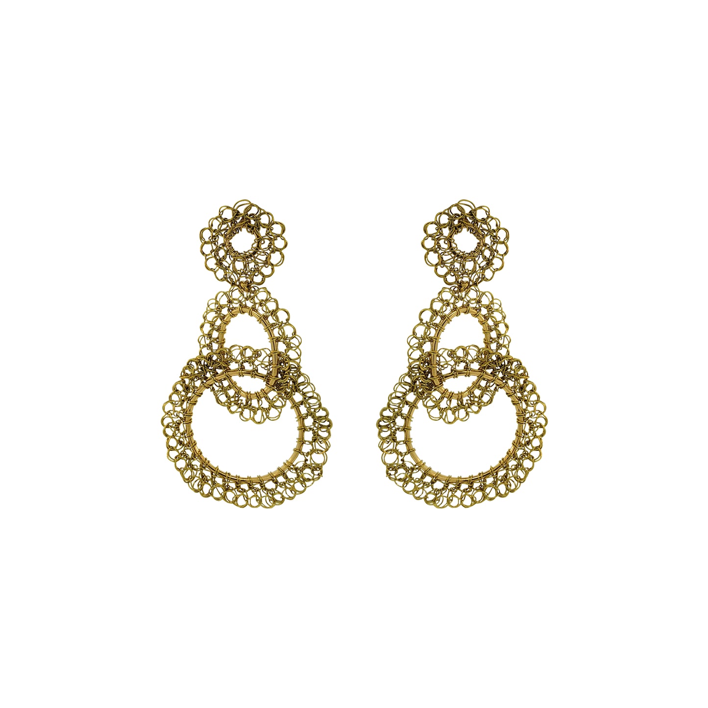 Lime Green Artemis  Handmade Crochet Earrings-handmade-crochet-with-unique-design-18k-gold-filled-wire-hypoallergenic-lightweight-statement- interlocked links