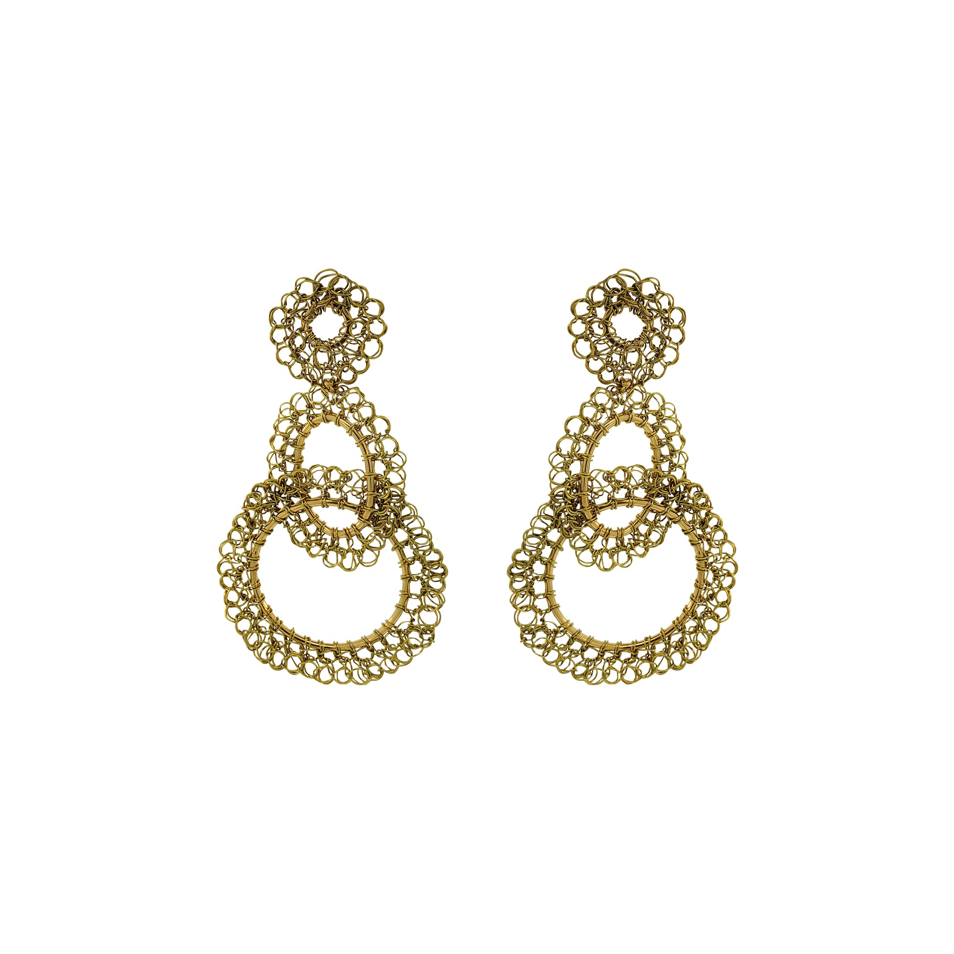 Lime Green Artemis  Handmade Crochet Earrings-handmade-crochet-with-unique-design-18k-gold-filled-wire-hypoallergenic-lightweight-statement- interlocked links