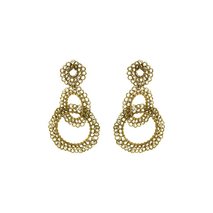 Lime Green Artemis  Handmade Crochet Earrings-handmade-crochet-with-unique-design-18k-gold-filled-wire-hypoallergenic-lightweight-statement- interlocked links