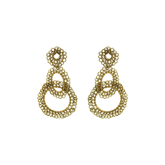 Lime Green Artemis  Handmade Crochet Earrings-handmade-crochet-with-unique-design-18k-gold-filled-wire-hypoallergenic-lightweight-statement- interlocked links