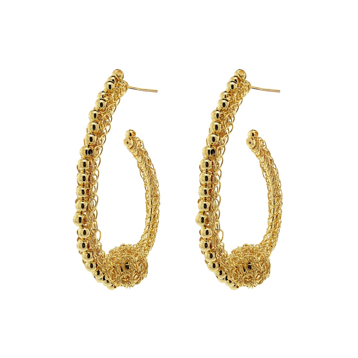 All Gold Ovaly Hoops Handmade Crochet Earrings