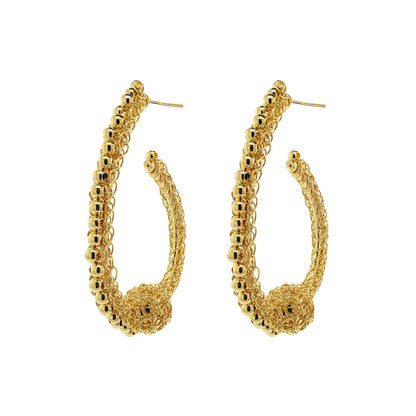 All Gold Ovaly Hoops Handmade Crochet Earrings