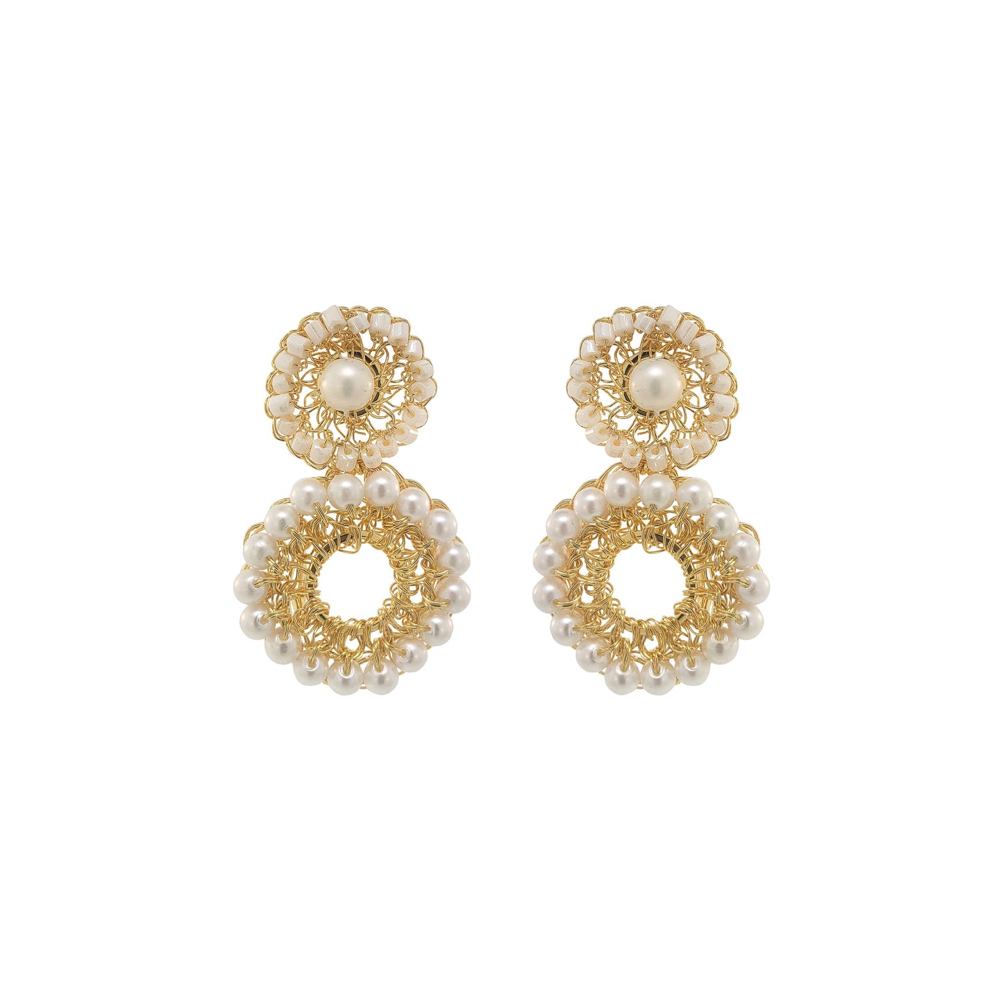 Pearl & Gold Zara Mini Handmade Crochet Earring