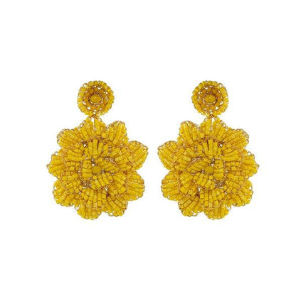 Summer Yellow & Gold Blossom Handmade Crochet Earrings